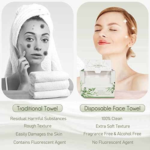 Disposable Face Towel Biodegradable Large Dry Face Wipes 120 Count/2 Box Extra Thick Soft Clean Facial Towels for Sensitive Skin, Makeup Removing, Facial Cleansing, Nursing, Travel, 10"¡¿12"
