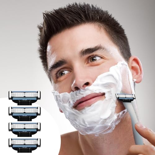Razor Blade Refills for Men - 24PCS Compatible With Mach3 Razors, Triple-layer Manual Compatible with Mach 3 Razor Blades Refills Pack, Precision Shaving Blades With Dual Lubrication