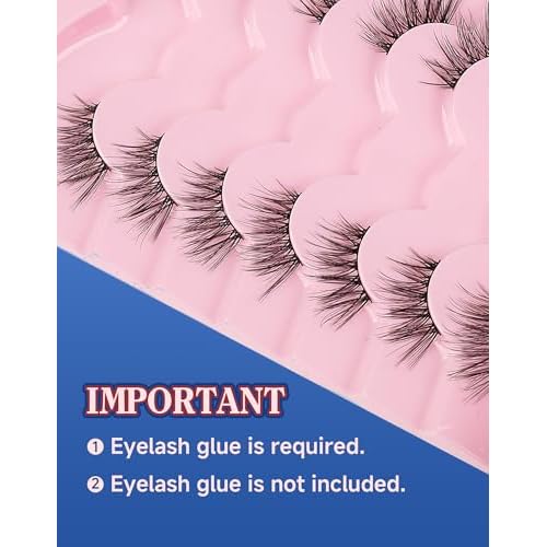 Half Lashes Natural Eyelashes 3/4 Wispy Lashes Natural Look Cat Eyelash False Corner Lash Long Strip Fluffy Pack 7 Pairs 16MM D18