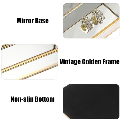 Hipiwe Makeup Organizer Countertop Cosmetic Display Case Gold Glass Vanity Storage Holder 3 Slots Dresser Bathroom Counter Organizer for Makeup Brush Lipsticks Perfume Skincare Products