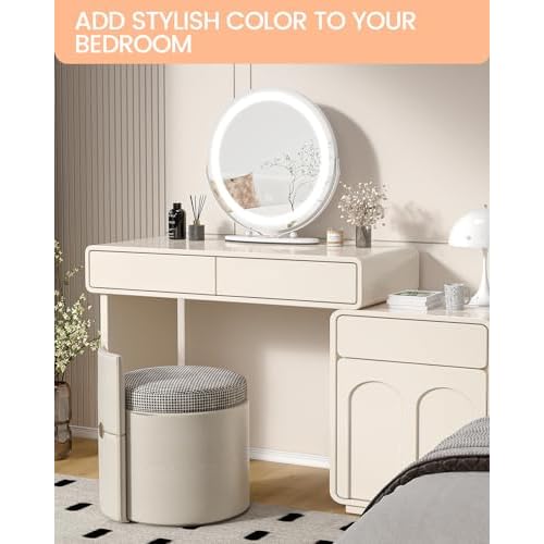 GAOMON Vanity Mirror, 19 Inch Large HD Vanity Mirror with Lights, Smart Touch Control, 3 Color Lighting Modes & 360¡ÆRotation, for Bedroom Makeup Table, Easy to Install (White)