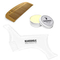Beardoholic Beard Balm, Comb and Shaping Tool Set ? 100% All Natural, 100% Pearwood ? Anti-Static, Eliminates Tangles and Ingrown Hairs, Itch and Dandruff ? Shape and Style Beard With Ease