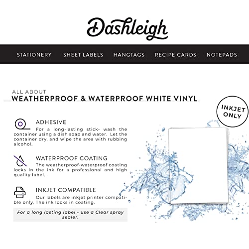 60 Labels for 4 oz Bottles, 5 x 2.5 inches, Waterproof White Vinyl (5 x 2.5 inches, 60 Labels)