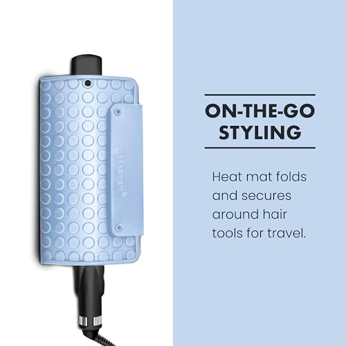 madesmart Portable Silicone Heat Mat, Heat-Resistant Silicone Pad for Straighteners & Curling Irons, Protects Vanity & Countertops, Wrap-Around Travel Design, Blue