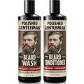 Polished Gentleman Beard Wash and Conditioner Set - Softens and Strengthens - Beard Shampoo with Growth Oil - Moisturizer & Beard Thickener - Tea Tree Unscented - Paraben-Free & Sulfate-Free (16oz)