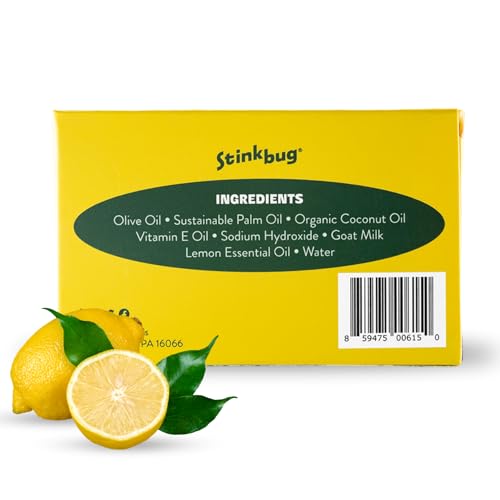 Stinkbug Natural Organic Goats Milk Soap With Lemon, Natural Ingredient, 4 Ounce Pack of 3