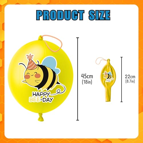 72 PCS Bee Party Favors ? 48 Pre-Cut Temporary Tattoos & 24 Bee Punch Balloons Themed Birthday Party Decorations Supplies Favors Gifts Goodie Bag Fillers Classroom Rewards for Boys Girls
