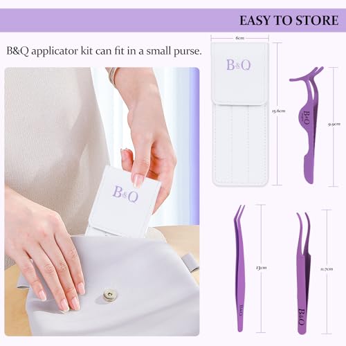 B&Q Eyelash Applicator Tool 3 PCS Lash Applicator Tool Kit Lash Tweezers for Eyelash Extensions Application Tool and Removal £¨Purple,3 PCS£©