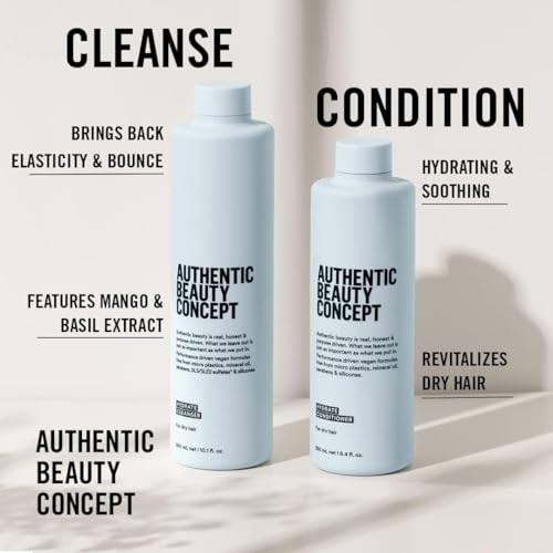 Authentic Beauty Concept Hydrate Cleanser | Shampoo | Normal To Dry or Curly Hair | Adds Moisture & Shine | Vegan & Cruelty-free | Sulfate-free