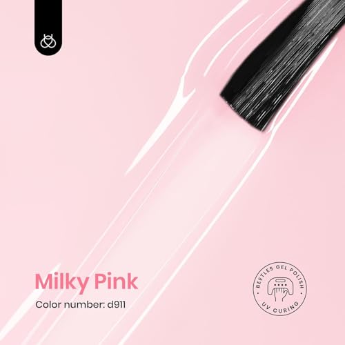 Beetles Milky Pink Gel Nail Polish, 15ml Nude Pink Jelly Neutral Color Polish Set Translucent Sheer Gel Nail Concealer Soak Off Uv LED Nail Lamp French Nail Art Gifts for Her Women