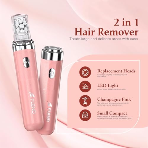 Epilator,2 in 1Facial Hair Removal for Women,Electric Lady Shaver for Face with LED Light Rechargeable,Hair Removal Device Legs/Face/Bikini/Arms,Smooth Epilator Trimmer Travel Kit Set Upgrade