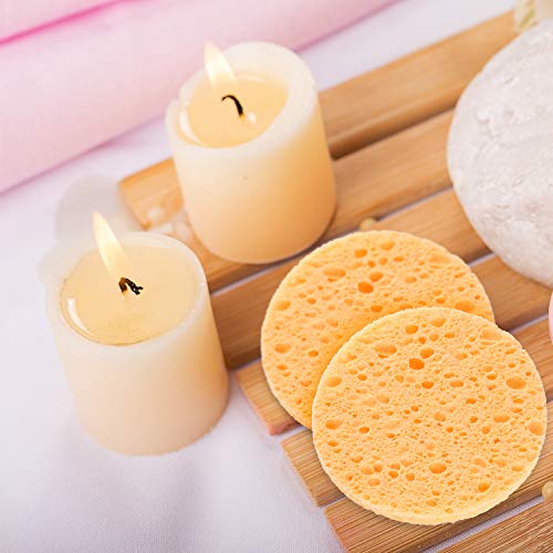 50-Count Compressed Facial Sponges, GAINWELL White Cellulose Facial Sponges, 100% Natural Cosmetic Spa Sponges for Facial Cleansing, Exfoliating Mask,