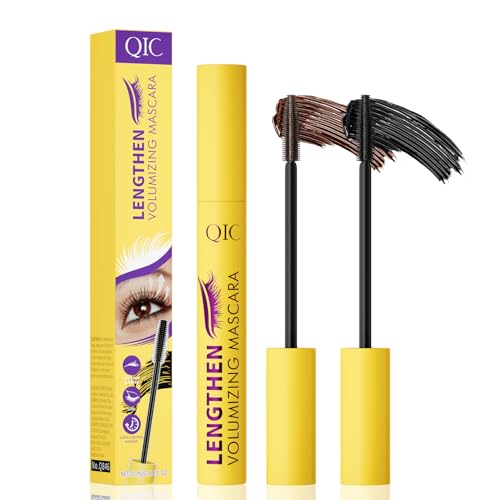 Volumizing & Lengthening Mascara - Waterproof, Smudge-Proof, Buildable Formula for Clump-Free Lashes - Adds Natural Volume & Length - Sweatproof, Long-Lasting, Curling - Easy to Apply (Brown)