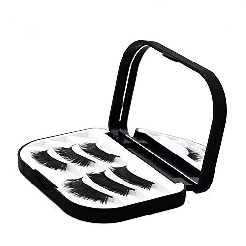 Cosmetic Case Empty Eyelashes Storage Case with Makeup Mirror Holder Box Fake Eyelash Packing Travel Storage Case Eyelashes Bag(Black)