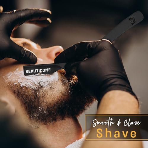 BEAUTICONE¢ç Straight Razors for Men ? Professional Barber Straight Edge Razor Kit with Replaceable Single Edge Blades - Navajas Para Barbero - Pouch Gift Box 1.2 mm Exposed for Close Shave Ultra Light