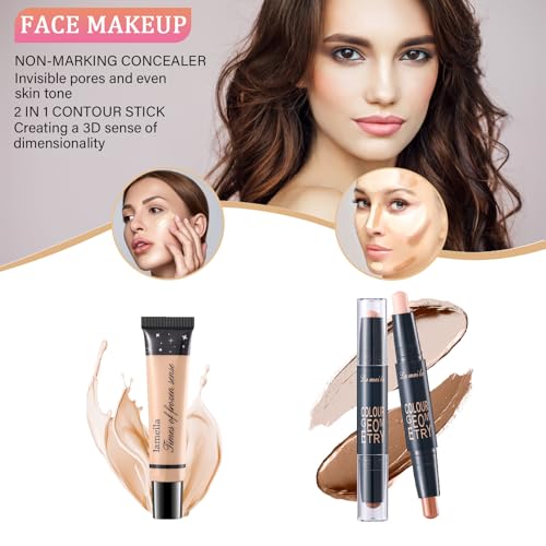 Makeup Set for Women, Makeup Kit for Women Full Kit, Travel Makeup Set, Makeup Gift Set for Girls, 14-Color Eyeshadow Palette, 2 x Lip Gloss, Eyebrow Powder, Contour Stick, Face Make up 04