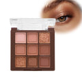 Brown Eyeshadow Palette Neutral - 9 Colors Matte Shimmer Tone Powder Eyeshadow Pallet Highly Pigmented Glitter Long Lasting Eye Shadow Natural Makeup
