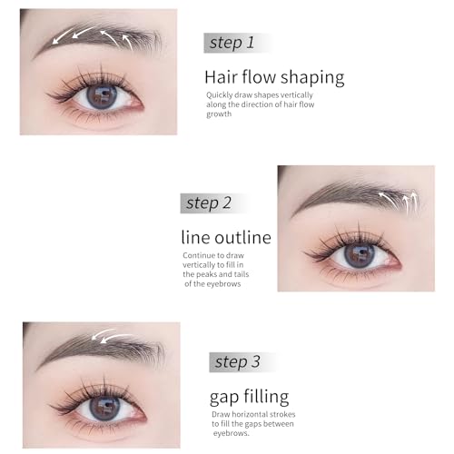 BLUE LOVE 2PCS Two-Prong Eyebrow Pen, Upgrade 2 Tipped Eye Brow Pencils for Women, Waterproof Lasting All-Day Eye Makeup with Microblading Brow Pen with Hair Like Strokes (2PCS Brown)