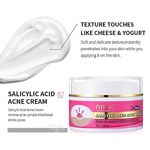 Salicylic Acid Acne Spot Removal Cream, Effectively Defeats Acne-Prone Skin, Refreshing, Oil Control, Prevent Breakouts, Pimples & Blackheads Remove Face Cream 1.76 oz