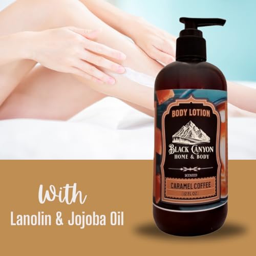 Black Canyon Caramel Coffee Scented Body Lotion with Lanolin and Jojoba Oil, 12 Oz
