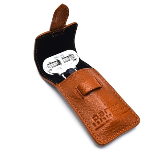 Parker Women¡¯s Travel Razor ? Compatible with Gillette¢ç Venus¢ç Cartridges ? Compact 3?Blade Razor with Rose?Gold Chrome Brass Handle & Buffalo Leather Travel Case