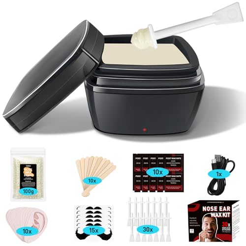 Nose Wax Kit Men, Nose Hair Wax Kit With 30 Sticks, Painless Nose & Ear Hair Removal, Usb Fast Heat Mini Wax pot, Smart Constant Temp