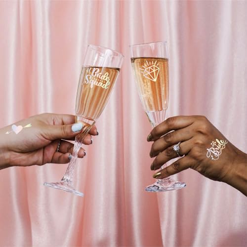 Bride Squad 80+ PCS Bachelorette Party Tattoos - Wedding Cheers Bride Tribe Temporary Tattoos for Bride & Bridesmaid, Iridescent Metallic Tattoos