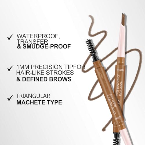 MAEPEOR Eyebrow Pencil 6 Colors Define Shape and Fill Brows with Brush, Longwearing Eye Brow Pencil for Soft Textured Natural Daily Look (05 Dark Brown)
