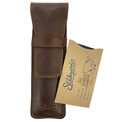 Hide & Groom, Razor Case Handmade from Full Grain Leather - Protector Case, Barber Razor Sheath, Shaving Accessories, Personal Care Essentials - Bourbon Brown