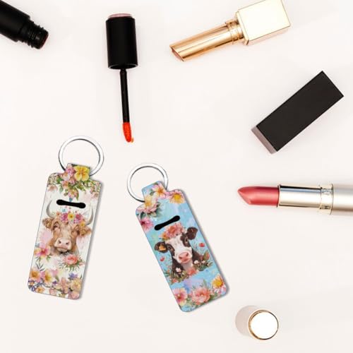 FREEBLOSS Chapstick Holder Keychain Lip Balm Holder Keychain with Pattern7