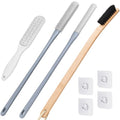 4 Pack Toe Cleaning Brush Set,Long Handle Bath Toe Brush Scrubber Bathroom for Seniors Elderly Men and Women (Grey)