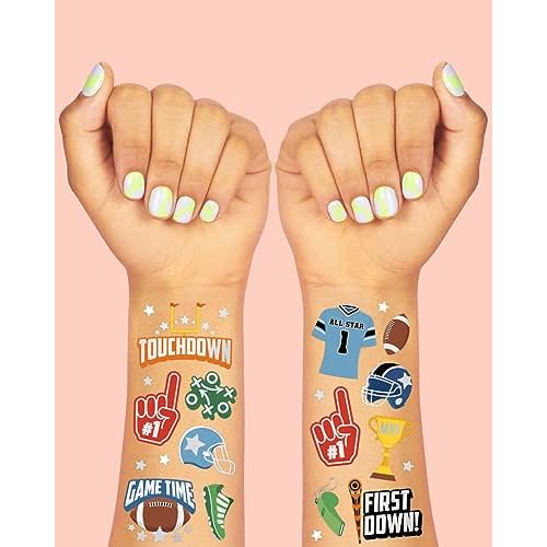 xo, Fetti Football Temporary Tattoos - 60 Foil Styles | Sport Birthday Party, Touchdown Team Party Supplies, Football Themed Party Favors, School Activity, Gift