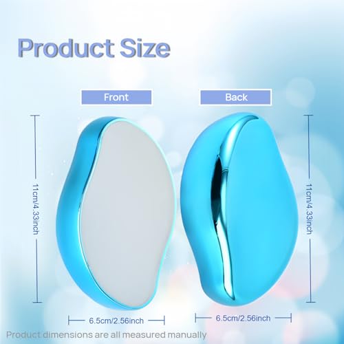 Nano Glass Painless Hair Removal Device, Blue and White, Skin-Friendly Crystal Surface, 2.56 Inch Oval Design, Professional Body Hair Remover