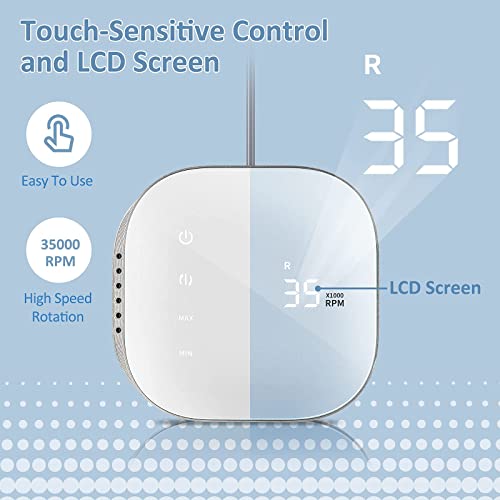 Madenia Professional Nail Drill Machine for Acrylic Nails, 35000RPM Compact Cute Electric Nail Drills with Touch Screen Efile Nail Drill E File Kit for Salon Home Manicure Pedicure Use, Blue