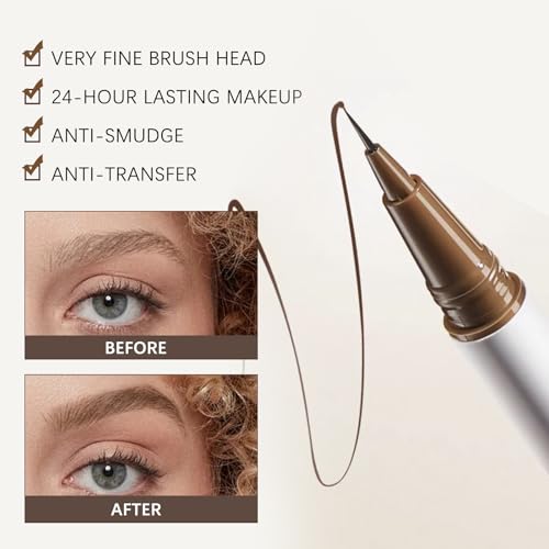 Queen Diary Eyebrow Pen And Eyebrow Gel,Eyebrow Pencils for Women with Fine Brush & Tinted Eyebrow Gel, 2-in-1 Dual-Ended Brow Pen for Fuller Looking Defined Brows, Stay All Day (Black Brown)