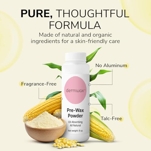 Pre Wax Powder 8 oz ? Talc Free Powder to Prepare & Protect Skin for a Smooth Base ? Absorbs Oils & Moisture - Fragrance & Aluminum-Free ? With Corn Starch, Sodium Bicarbonate, Hydrated Silica