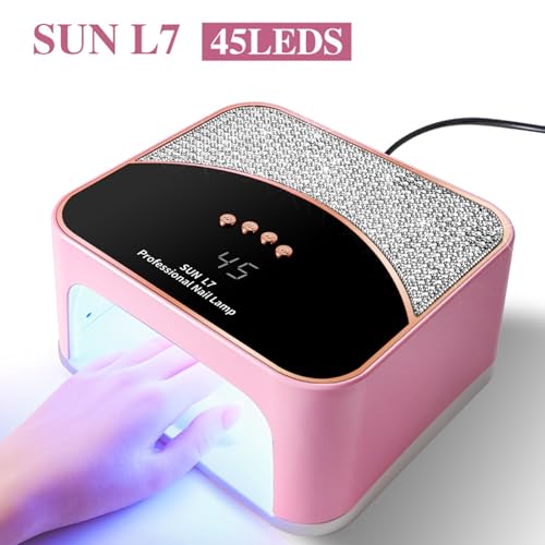 268W UV LED Nail Lamp, Gel for Nail Polish UV Dryer with 4 Timers 45Pcs Lamp Beads and Automatic Sensor Professional Fast Curing Art Tools
