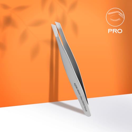 STALEKS PRO Expert 20 Type 3 Professional Eyebrow Tweezers ? Wide Beveled Stainless Steel for Thick Brows & Soft Stroke Hair Removal