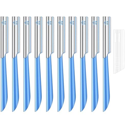 10Pcs Face Razor for Women, Exfoliating Dermaplaning Tool, Precision Blade, Comfort Grip Handle, Travel-Friendly, Easy to Clean
