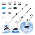 Electric Spin Scrubber, Full-Body IPX7 Waterproof Cordless Shower Scrubber with 8 Replaceable Heads, Upgraded Extension Handle, 2H Work Time, 2 Speeds for Bathroom Shower Tile Glass