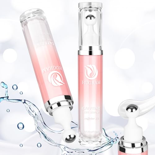 5% Caffeine Eye Serum, Eye Cream with 360¡ÆMassage Ball for Dark Circles and Puffiness, Fine Lines and Under Eye Bags, 0.5 fl.oz Under Eye Roller Cream, Efficient in Fine Lines and Under Eye Bags