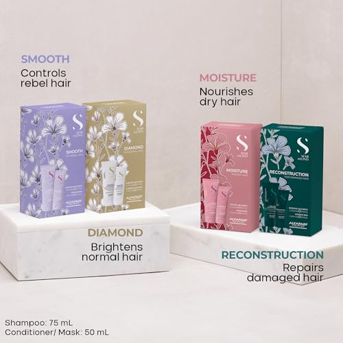 Alfaparf Milano Semi di Lino Moisture Travel Size Shampoo and Hair Mask Set for Dry Hair - Sulfate Free - Hydrating - Moisturizing - Nourishing