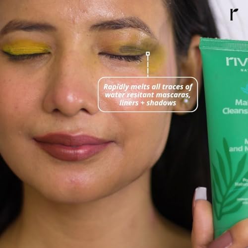 Natural Water Proof Eye and Face Makeup Remover with 12 Natural Indian herbs -Hydrating Facial Cleansing butter with Vitamin E and Shea butter for Waterproof Mascara, Lipstick, Eyeliner,(100G/3.4 OZ)