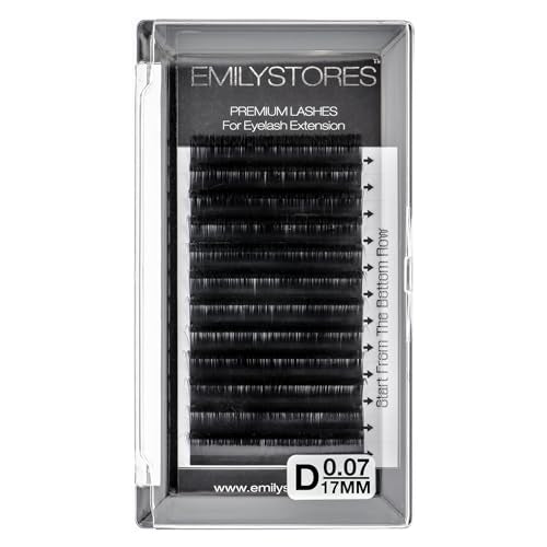 Eyelash Extensions 0.07mm Thickness D Curl Length 17mm Single Size Rapid Volume Eyelash For Lash Extensions, Easy Fan Blooming Flower Lashes, Self Fanning Lashes, (0.07,D,17mm)