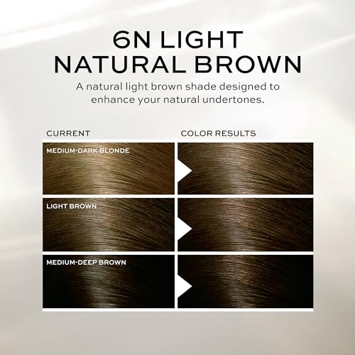 John Frieda Precision Foam Colour, Light Natural Brown 6N, Full-coverage Hair Color Kit, Anti-Fade Gray Coverage, Deep Color Saturation Hair Dye, Pack of 2