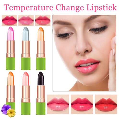 7PCS Aloe Vera Color Changing Moisturizing Lipstick for Women, Magic Temperature Color Change Lipstick Lip Blam Gloss Makeup Gift Set, Long Lasting Nourishing Tinted PH Lip Balm Moisturizer