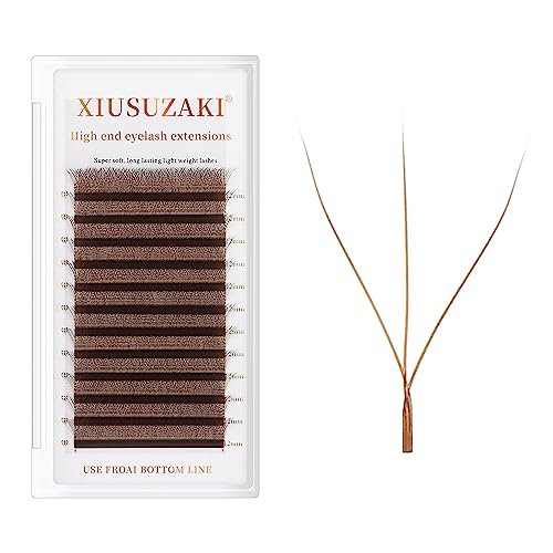 W Lash Extensions Supplies Brown 3D Eyelash Extensions 3 Tip W Shape 0.07mm Thickness C/D Curl Premade Fans Individual Lashes Matte Black Crisscross(W-Brown-3D-0.07-C,8-15mm Mix)