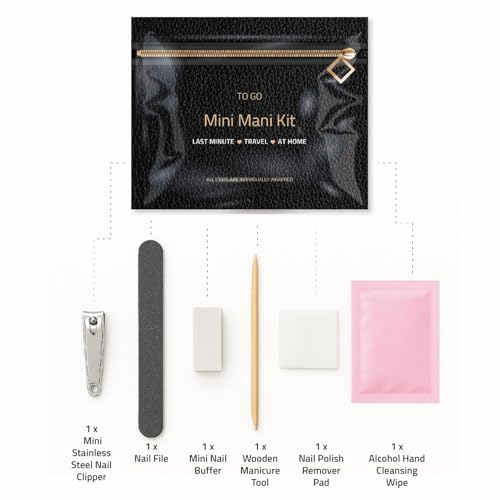 Disposable Manicure Kit ? One-Time Use Manicure Set with Nail Clipper, Buffer, File, Cuticle Stick & Remover Pad ? Hygienic Grooming Kit for Travel, Gift Bags, or Emergencies (10)
