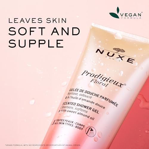 Nuxe Prodigieux Floral Scented Shower Gel, Cleanses, Softens, with Sweet Almond Oil and Fragrant Botanical Notes, 6.7 fl oz