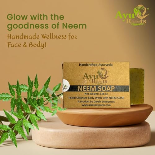 Ayurvedic Neem Soap Bar, crafted with authentic Indian craftsmanship.3.88 oz of naturally handmade vegan soap for the face and body (2)